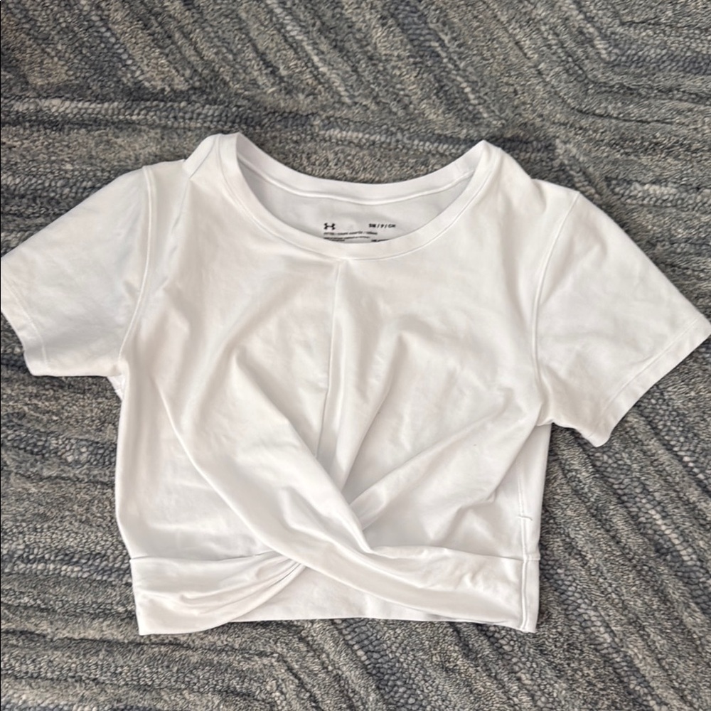 Under Armour White Crop Top with Twisted Front